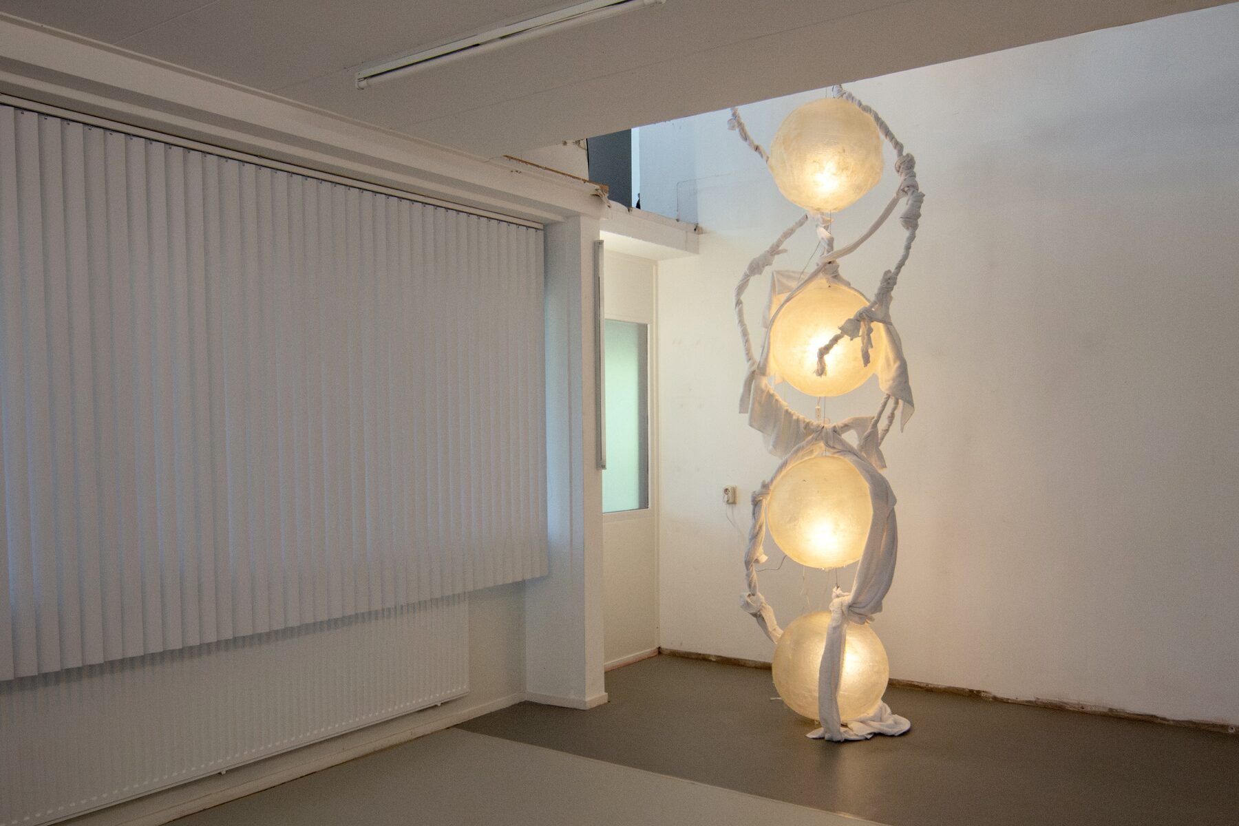 Making-With installation view, hanging lantern sculpture
