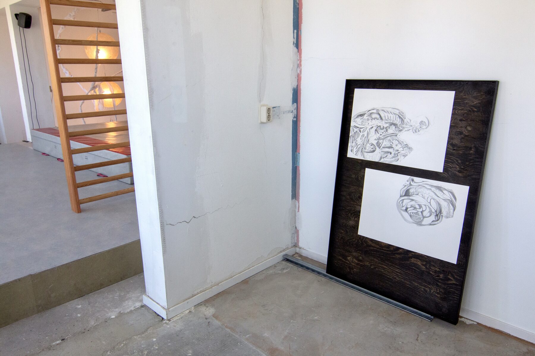 Making-With, drawings leaning against wall